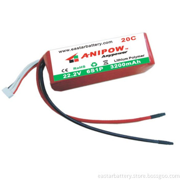 High C-Rating 22.2V 5000mAh 25c Lipo Battery Pack